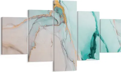 Produktbild von Bild auf Leinwand - Leinwandbild - 5 Teile - Marmor Abstraktion Türkis - 125x70cm - Wand Bild - Wanddeko - Wandbilder - Leinwanddruck - Bilder - Wanddekoration - Leinwand bilder - EA125x70-4451