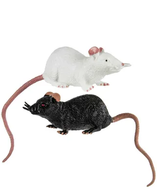 Produktbild von Dehnbare Ratte als Spielzeug 23 cm | Schwarz / Weiß