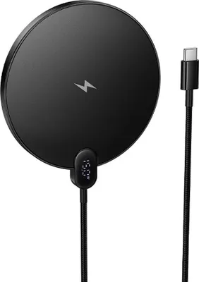 Produktbild von Drahtloses Ladegerät Hoco 15W mit Kabel USB C und Digitalanzeige CW62 schwarz