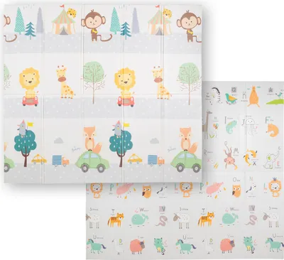 Obrázok produktu pre KiddyMoon Play Mat Detská podložka Obojstranná plaziaca sa podložka Mat Foam Mat Pre deti Detská podložka Detský priateľský vzor Vývoj ihriska Pohodlný Ideálny pre vnútorné a vonkajšie priestory 180X2