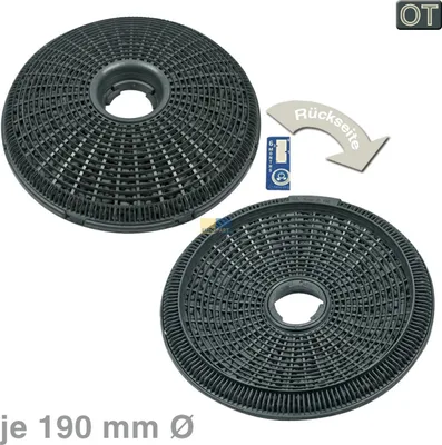 Produktbild von Aktivkohlefilterset Kohlefilter E3CFP19 Best Type 190 rund Ø 190mm Dunstabzugshaube Original Electrolux AEG Juno 9029793701 auch Fagor Brandt 74x3895 TimeStripAlarm
