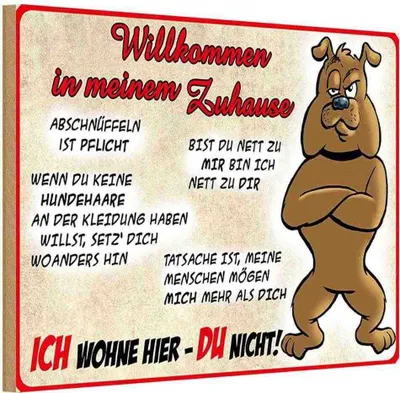 Produktbild von vianmo Holzschild 20x30 cm Hund Ich wohne hier Du nicht Tier Haustier