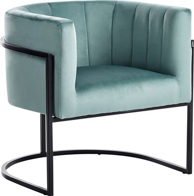 BELIANI Sessel Mintgrün aus Samt mit schwarzer Gestellfarbe Akzentsessel im Glamour-Stil Wohnzimmer Esszimmer