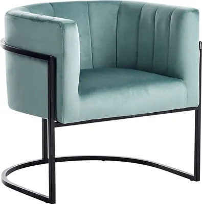 Produktbild von BELIANI Sessel Mintgrün aus Samt mit schwarzer Gestellfarbe Akzentsessel im Glamour-Stil Wohnzimmer Esszimmer