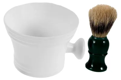 Produktbild von Bartpflege-Set für Männer mit Rasierpinsel, Bartbürste und Schaumschale aus Kunststoff