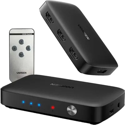 Zdjęcie produktu dla Przełącznik Switch UGREEN CM332 3w1 HDMI 1.4 4K 30 Hz (czarny)