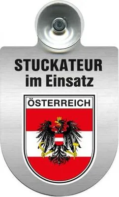 Produktbild von Einsatzschild mit Saugnapf - Stuckateur im Einsatz - incl. Regionenwappen 309747 Color - Region Österreich