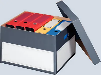 Produktbild von Archivbox mit separatem Deckel grau Innenmaß: 440x380x290