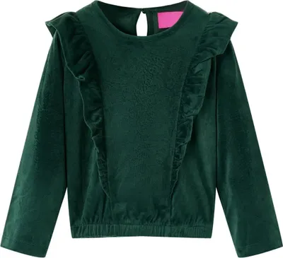 Produktbild von Kinderbluse mit Rüschen Dunkelgrün 128