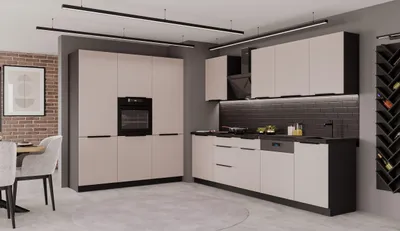Produktbild von Küche ARONA 280 + 180 cm Küchenzeile Küchenblock Einbauküche Kaschmir beige matt + Schwarz matt