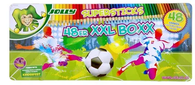 Produktbild von Jolly Buntstifte Supersticks Fußball XXL Boxx 48 Stück HB