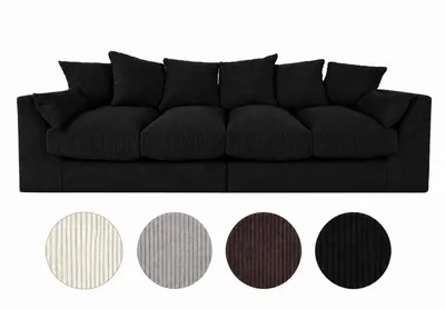 Produktbild von Divers Sofa 250 cm – Moderne Glamour Couch, HR-Schaum, Extra Tiefe Sitzfläche, Premium Komfort, Design Sofa Schwarz