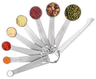Produktbild von Messlöffel Messbecher Set - 9-teilig - Edelstahl - Mit Messlineal
