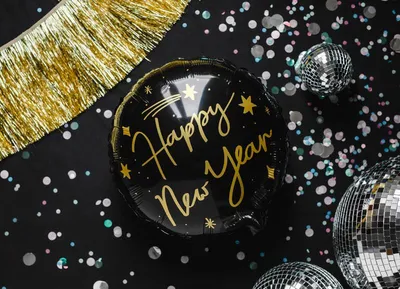 Obrázok produktu pre Fóliový balón Happy New Year 45 cm čierny