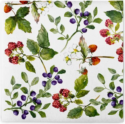 Produktbild von Sovie HORECA Serviette Else aus Linclass® Airlaid 40 x 40 cm, 50 Stück - Waldfrüchte Erdbeeren Himbeeren Blaubeeren