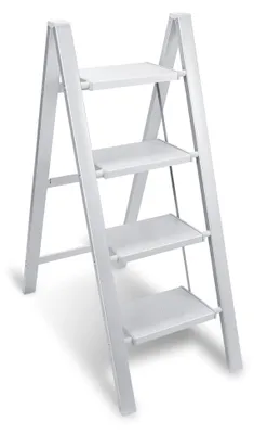 Produktbild von Aluminium Klapptritt mit 4 Stufen, rutschfeste Stehleiter, kompakt und belastbar bis 150 kg für Haushalt und Büro
