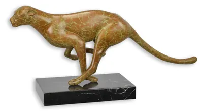 Produktbild von Bronzeskulptur rennender Panther Replikat Retro Design Dekoration