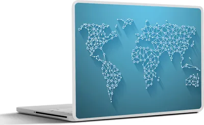 Produktbild von MuchoWow® Laptop Aufkleber Sticker Cover Weltkarte - Linien - Blau 31x22.5 cm - Laptop-Deko
