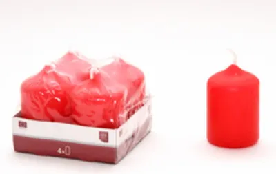 Produktbild von 4er Stumpenkerze 6 x 4 cm, Rot