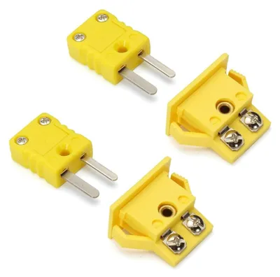 Productafbeelding van Thermocouple Connector Set - Stekker Koppeling - Temperatuur Meten - K-Type Aansluiting - 5 mm Pin Afstand - Geel