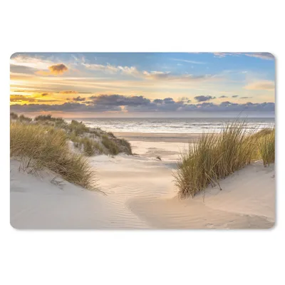 Produktbild von MuchoWow® Schreibtischunterlage Strand - Düne - Gras - Sonnenuntergang - Meer 60x40 cm - XXL Mauspad - Großes Mauspad