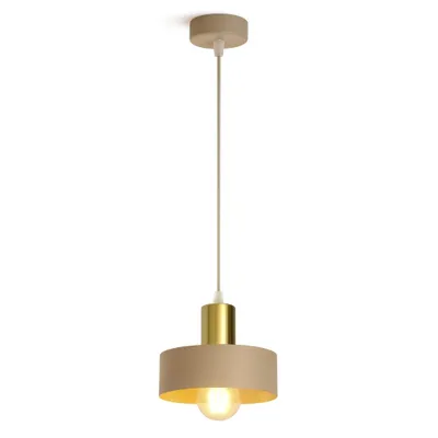 Produktbild von FKL DESIGN Home Deco Hängelampe Hängeleuchte Ecru-Gold 1-flammig E27 Metall Lampeschirme Lampe aus Serie N485 (ZM1)
