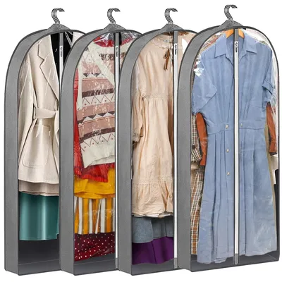 Imagen del producto de Omgoods - Juego de 4 fundas transparentes para ropa con cremallera lateral
