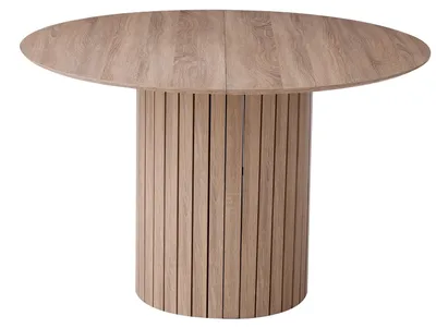 Produktbild von Nordischer runder Esstisch - Glas Esstisch - Klein bis 120 cm - Für 4 Personen - Glasplatte - Holzgestell - Moderner minimalistischer Stil - Hellbraun