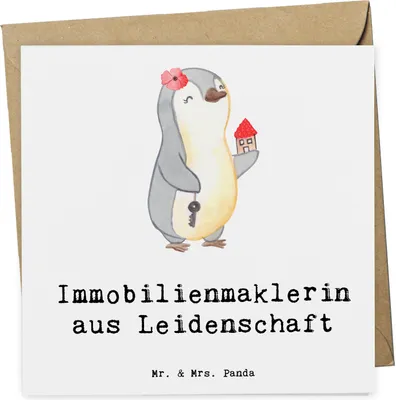Produktbild von Mr. & Mrs. Panda Glückwunschkarte Immobilienmaklerin Leidenschaft - Weiß - Geschenk, Klappkarte, anlasskarte, doppelkarte, Grußkarte, faltkarte, Witzig, Ausbildung