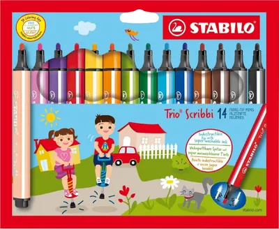 Immagine prodotto di Penne in fibra STABILO Trio Scribbi, confezione da 14 pezzi
