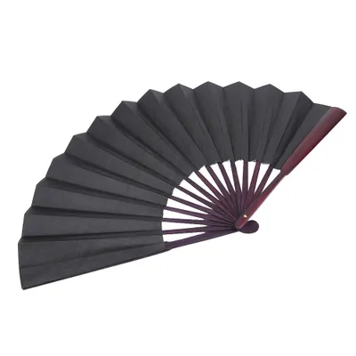 Produktbild von 10 Zoll Faltfächer Hochzeit Dekoration Tanz Geschenk Handwerk Papierfächer (schwarz)