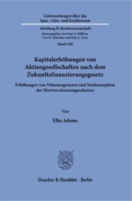 Obrázok produktu pre Kapitalerhöhungen von Aktiengesellschaften nach dem Zukunftsfinanzierungsgesetz