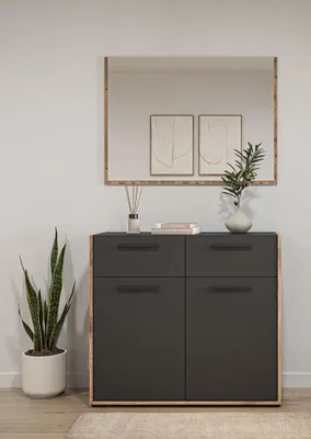 Produktbild von Garderoben-Set Bueno | Basalt grau / Nox Oak | 2-teilig