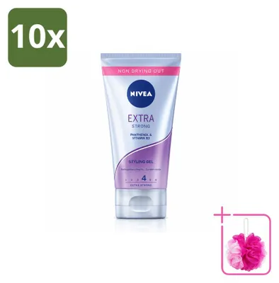 Imagen del producto de 10 unidades de gel moldeador NIVEA Extra Fuerte - 150 ml - Paquete económico - 10 piezas
