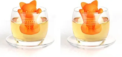 Productafbeelding van CHPN - Theezakje - Theefilter - Zakje voor losse thee - Kat - 2 stuks - Theeaccessoire - Theemengsel - Zelf maken - Thee zetten - Kop thee - Theezeef - Theefilter