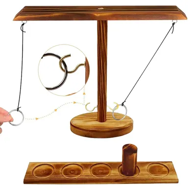 Ringwurfspiel mit Haken und Ringen, Holz, 2 Spieler, Indoor