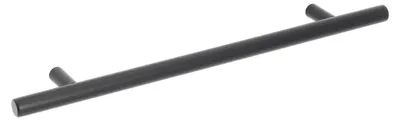 Imagen del producto de Manija para muebles, acero inoxidable, distancia entre agujeros de 192 mm, acabado en laca negra mate