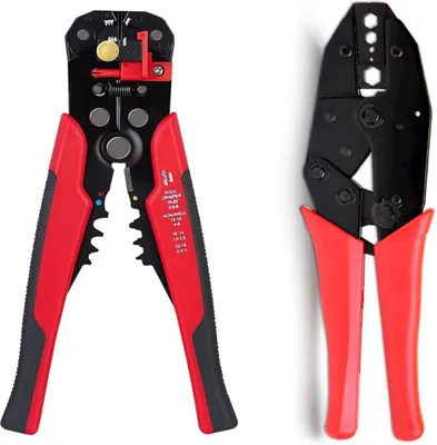 Immagine prodotto di KRAFT&DELE | Kit di utensili per la crimpatura dei collegamenti dei cavi, crimpatrice a cricchetto, da 0,2 a 0,6 mm, in valigetta
