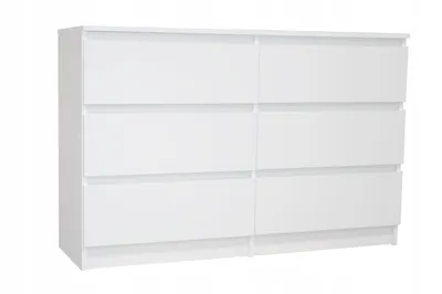 Produktbild von Kommode in weiß mit sechs Schubladen, Schlafzimmer Flur, Nachttisch, Schrank, Sideboard, Highboard, Breite 120 cm Höhe 77cm