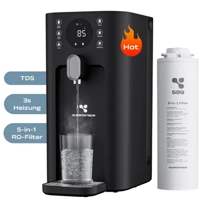 Immagine prodotto di SUSGREENABLE filtro acqua sistema ad osmosi inversa filtro acqua, 5 stadi RO filtro UV riscaldamento istantaneo da tavolo senza installazione SGIWDR03-B
