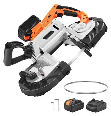 Obrázek produktu pro 20 V přenosná akumulátorová sada pásových pil - Pila na kov s bezkartáčovým motorem - Hloubka řezu 127 mm x 115 mm - Variabilní otáčky 0-192 M/min