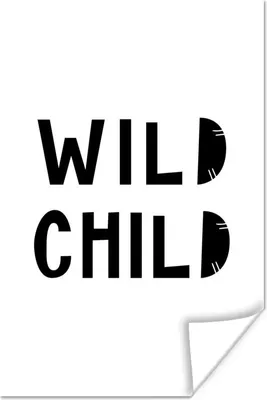 Produktbild von MuchoWow® Poster Kinderillustration mit dem Zitat "Wildes Kind" auf weißem Hintergrund 60x90 cm - Wanddekoration
