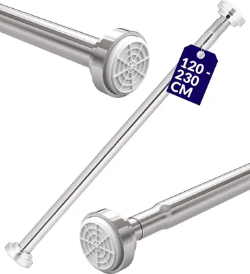Produktbild von Duschvorhangstange ohne Bohren - Ausziehbar - Sicherer Halt - 120 bis 230cm - Edelstahl Duschstange