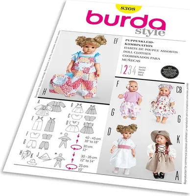 Immagine prodotto di Modello Burda 8308 - Vestiti per bambole