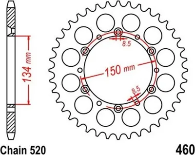 Immagine prodotto di Pignone 47Z passo 520 per KAWASAKI KX 450 F 06-09/ KDX 220 R Pignone posteriore