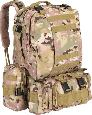 Obrázek produktu pro Topchances 55L taktický batoh turistický batoh vodotěsný pro kempování treking rybaření cestování práce, hnědá kamufláž