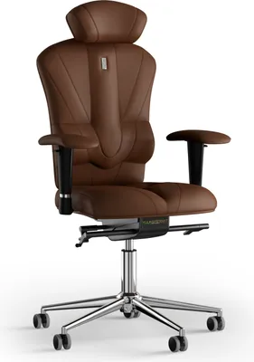 Produktbild von KULIK SYSTEM Victory – Schreibtischstuhl für Büro und Zuhause mit patentierter ergonomisch geformter Rückenlehne und Sitzkissen. Kunstleder Braun