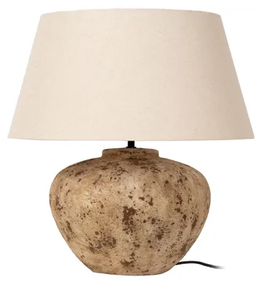 Produktbild von Nachttischleuchte Keramik Stoff D: 55 cm 58 cm hoch Braun Weiß E27 rund Modern Nachttischlampe
