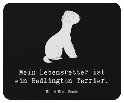 Produktbild von Mr. & Mrs. Panda Mousepad Bedlington Terrier Lebensretter - Schwarz - Geschenk, Mauspad, computer, laptop, mousematte, Mouse Pad