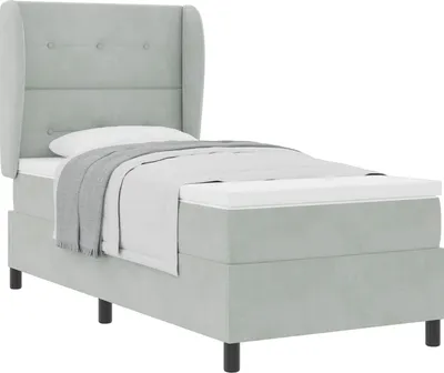 Image de Lit à ressorts avec matelas Gris clair 200 x 90 cm Velours
